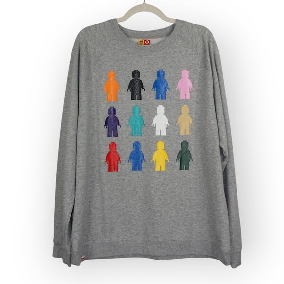 NEW Adult Large Target x LEGO Minifigure Sweatshirt Heather Grey Multi - Picture 1 of 8